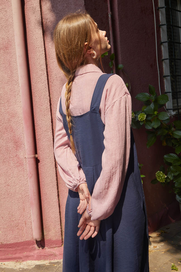 Pleated Modal Pinafore Navy Blue - 5