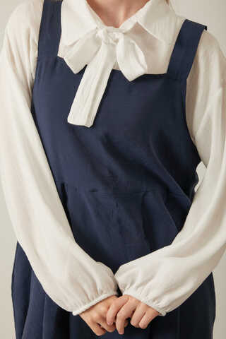 Pleated Modal Pinafore Navy Blue - 10