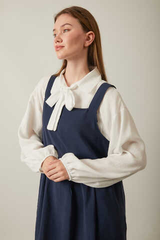 Pleated Modal Pinafore Navy Blue - 11