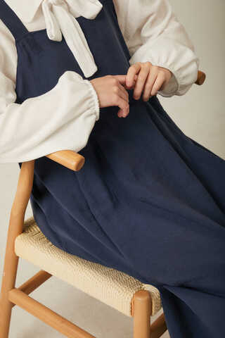 Pleated Modal Pinafore Navy Blue - 6