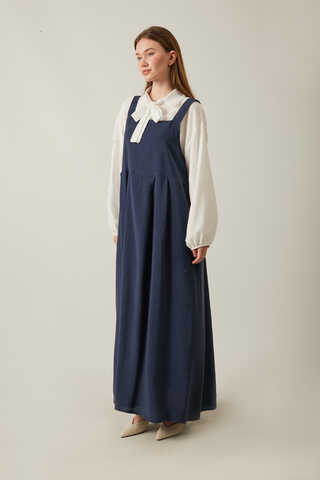 Pleated Modal Pinafore Navy Blue - 14