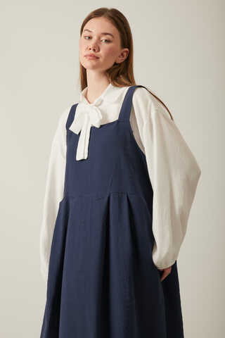Pleated Modal Pinafore Navy Blue - 15