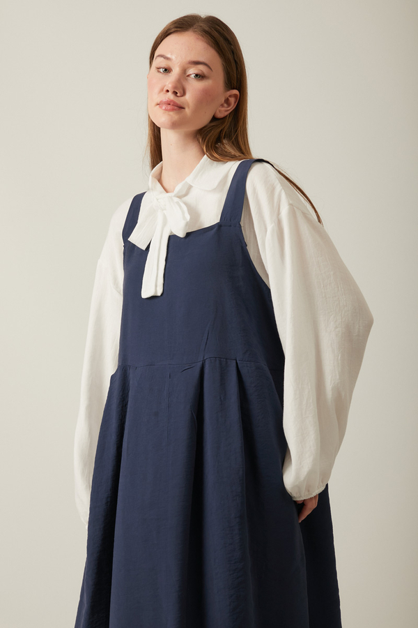 Pleated Modal Pinafore Navy Blue - 15
