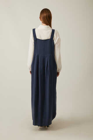 Pleated Modal Pinafore Navy Blue - 16
