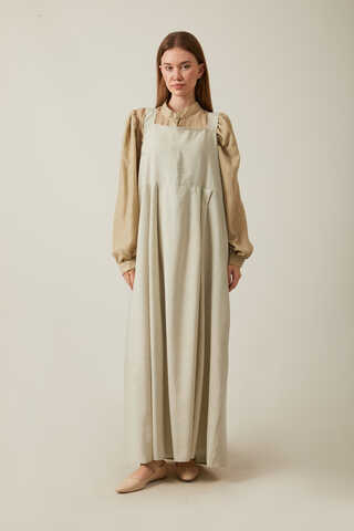 Pleated Modal Pinafore Stone - 11