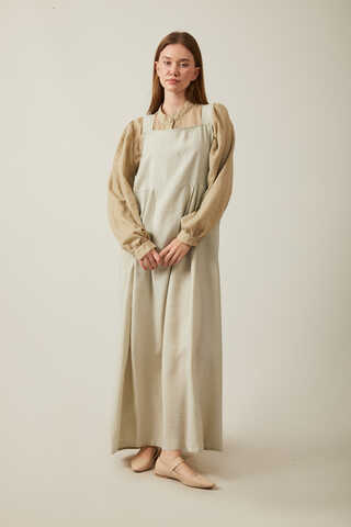 Pleated Modal Pinafore Stone - 14