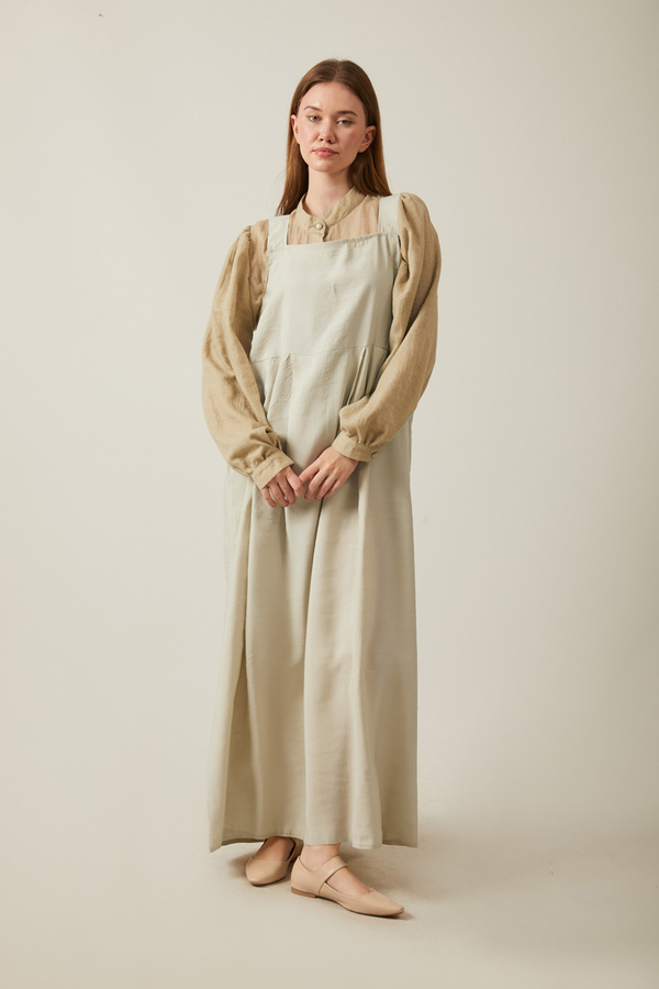 Pleated Modal Pinafore Stone - 14