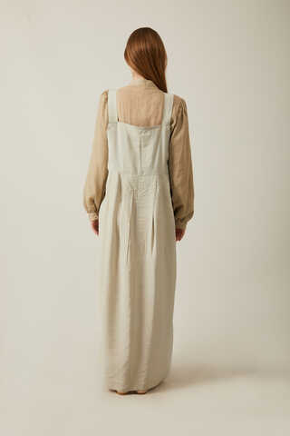 Pleated Modal Pinafore Stone - 24