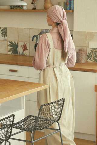 Pleated Modal Pinafore Stone - 9