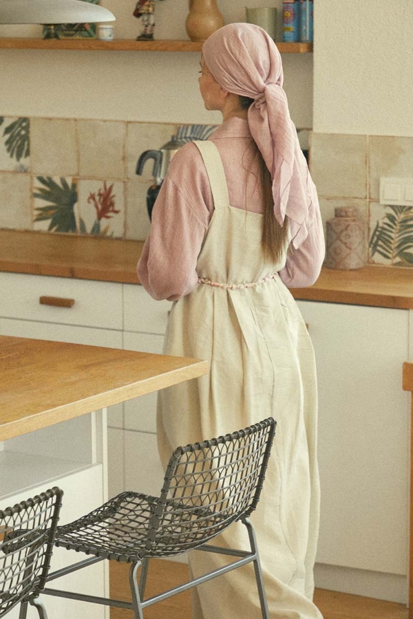 Pleated Modal Pinafore Stone - 9
