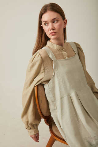 Pleated Modal Pinafore Stone - 13