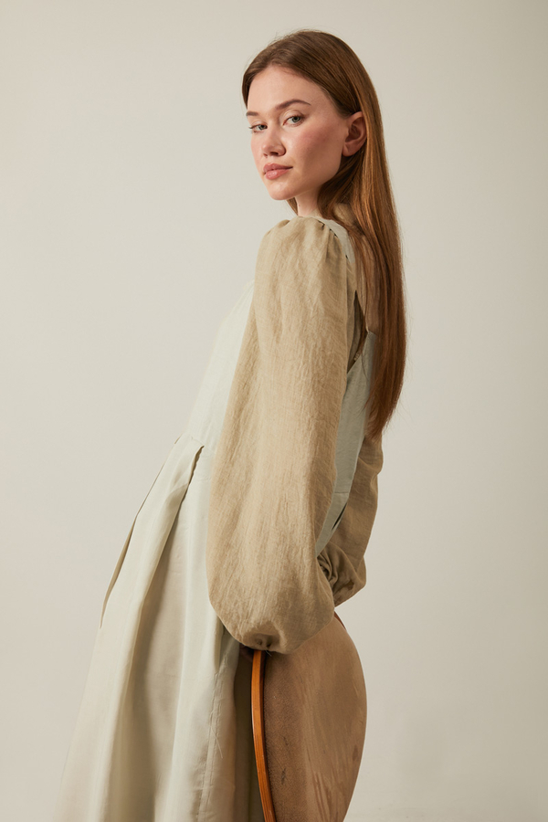 Pleated Modal Pinafore Stone - 20