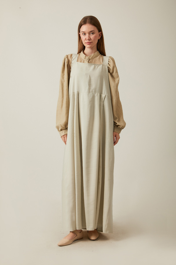 Pleated Modal Pinafore Stone - 11