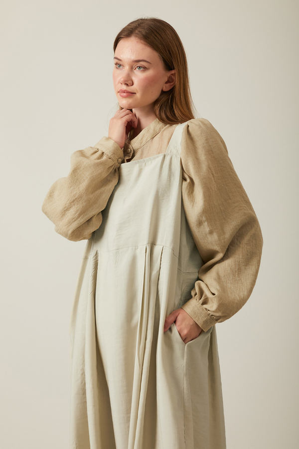 Pleated Modal Pinafore Stone - 17