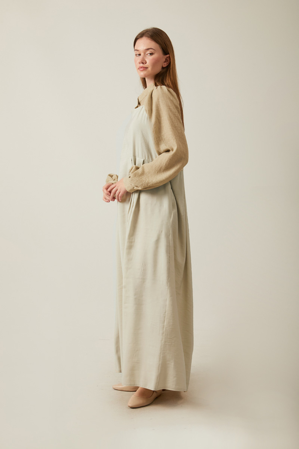 Pleated Modal Pinafore Stone - 23