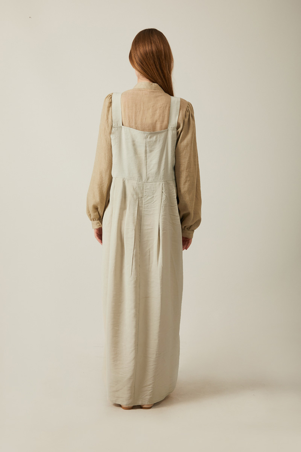 Pleated Modal Pinafore Stone - 24