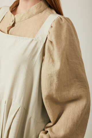 Pleated Modal Pinafore Stone - 16