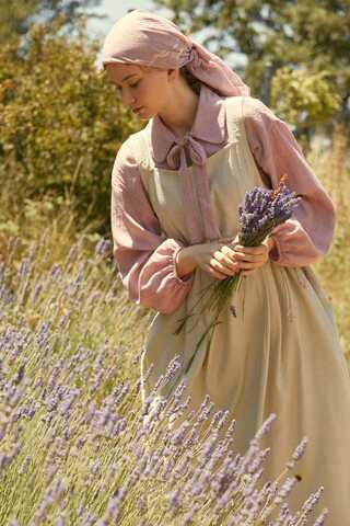 Pleated Modal Pinafore Stone - 2