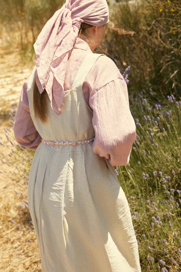 Pleated Modal Pinafore Stone - 8