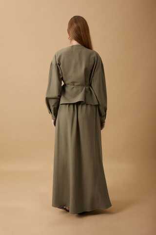 Pleated Panel Detail Skirt Set Khaki - 11