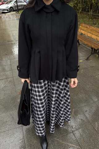 Pleated Short Coat Black - 4