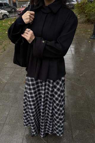 Pleated Short Coat Black - 2