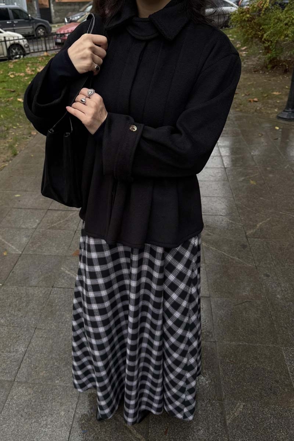 Pleated Short Coat Black - 2