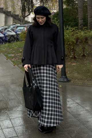 Pleated Short Coat Black - 5