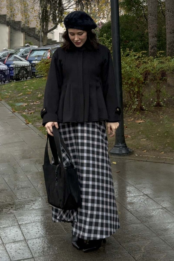 Pleated Short Coat Black - 5