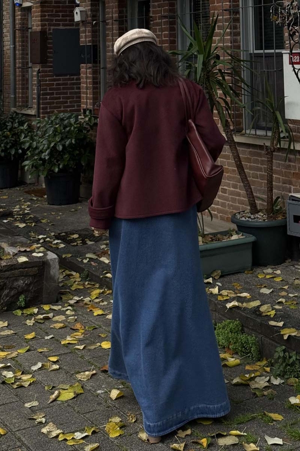 Pleated Short Coat Burgundy - 13