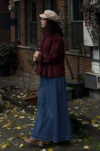 Pleated Short Coat Burgundy - 2