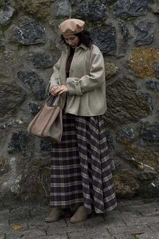 Pleated Short Coat Stone - 6