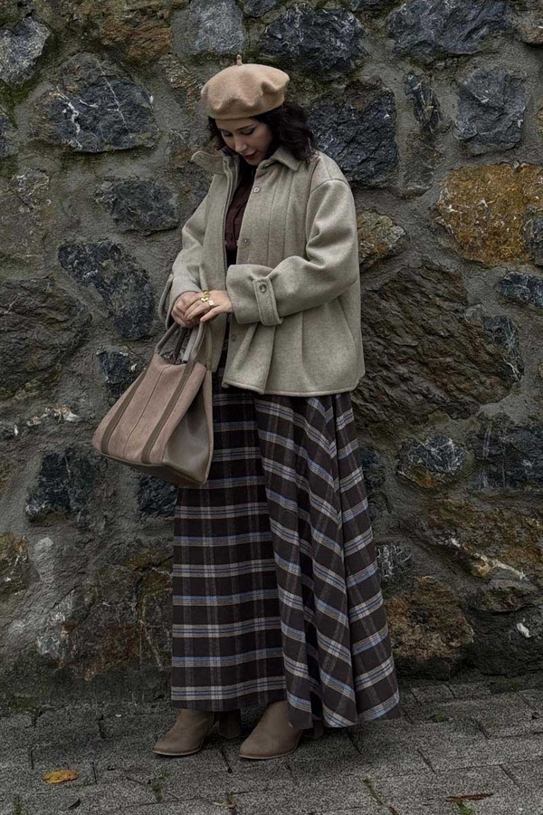 Pleated Short Coat Stone - 6