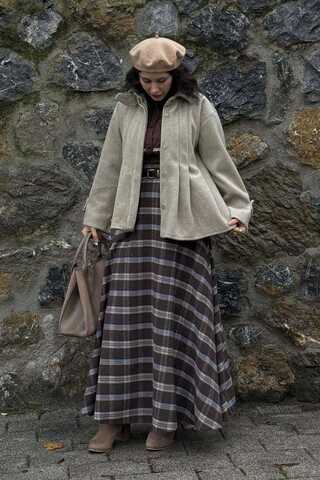 Pleated Short Coat Stone - 7