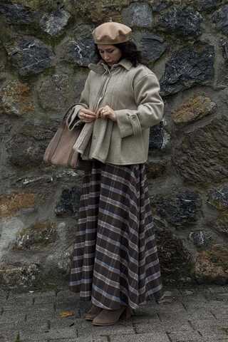 Pleated Short Coat Stone - 1