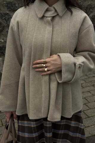 Pleated Short Coat Stone - 2