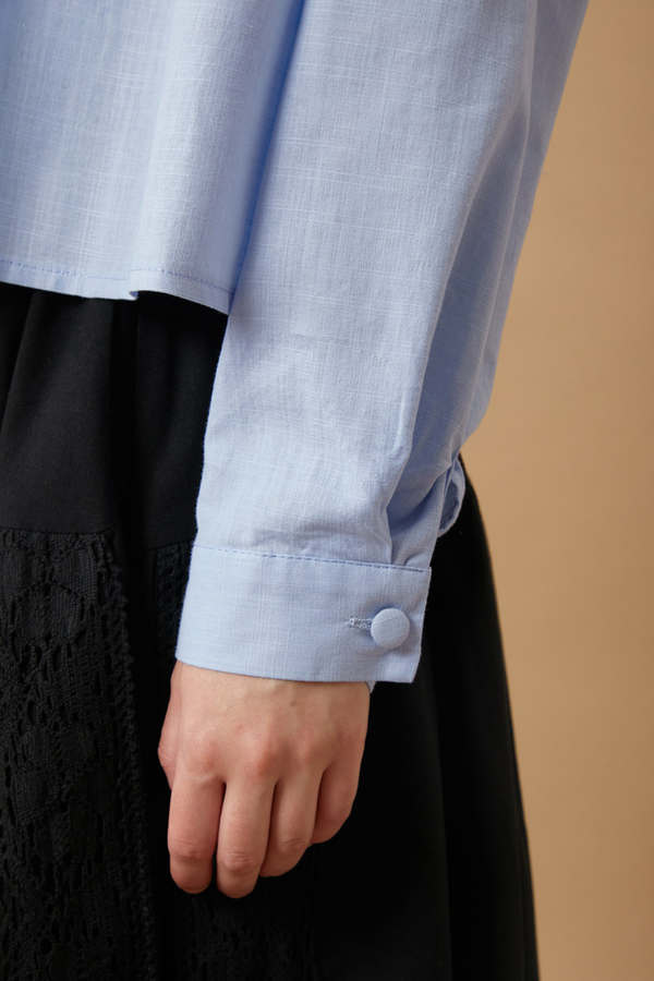 Pleated Short Shirt Baby Blue - 9