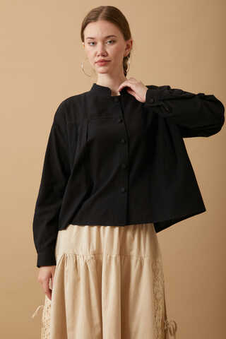 Pleated Short Shirt Black - 3