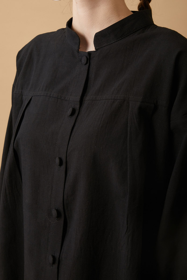 Pleated Short Shirt Black - 8