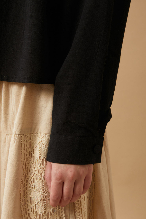 Pleated Short Shirt Black - 9