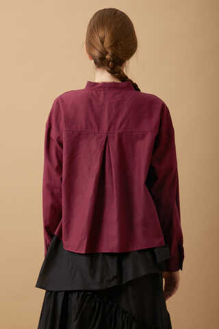 Pleated Short Shirt Burgundy - 8