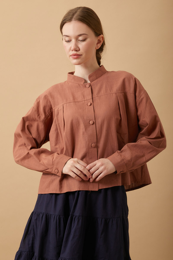 Pleated Short Shirt Dusty Rose - 3