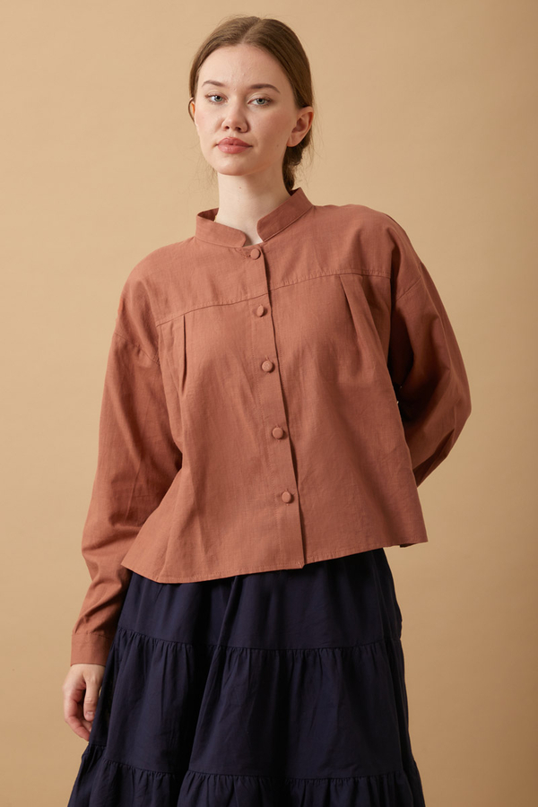Pleated Short Shirt Dusty Rose - 1