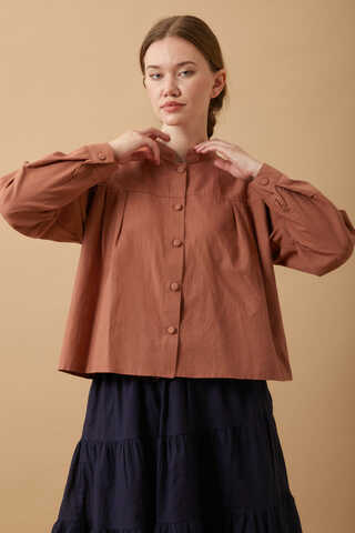 Pleated Short Shirt Dusty Rose - 5