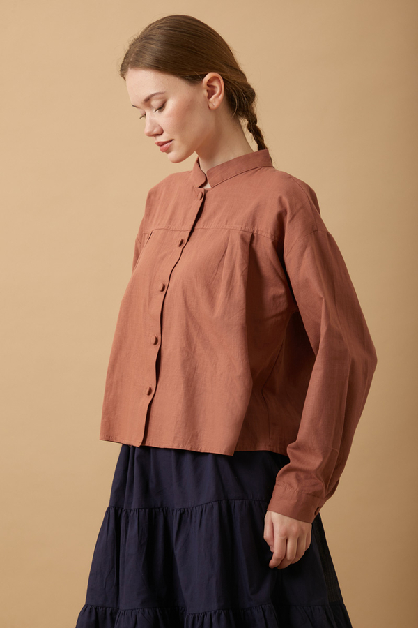 Pleated Short Shirt Dusty Rose - 6