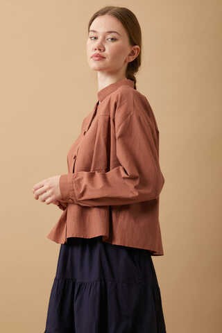 Pleated Short Shirt Dusty Rose - 7