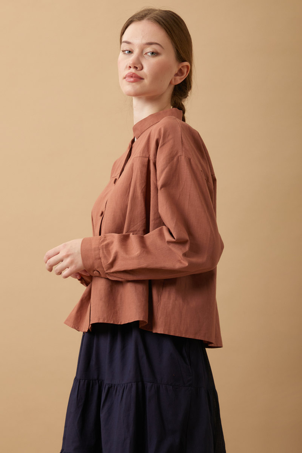 Pleated Short Shirt Dusty Rose - 7