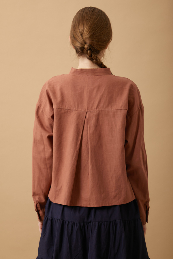 Pleated Short Shirt Dusty Rose - 8
