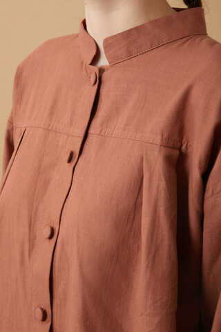 Pleated Short Shirt Dusty Rose - 4