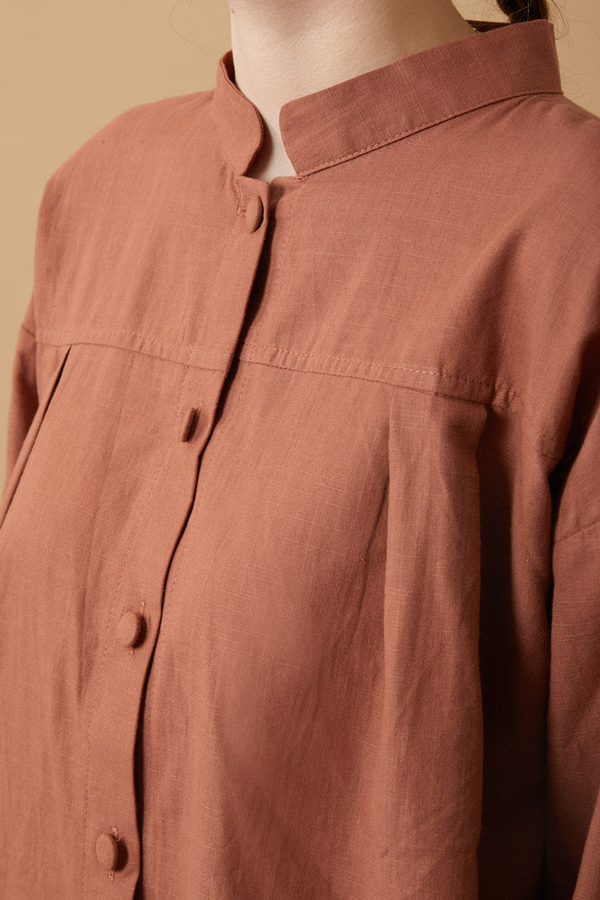 Pleated Short Shirt Dusty Rose - 4
